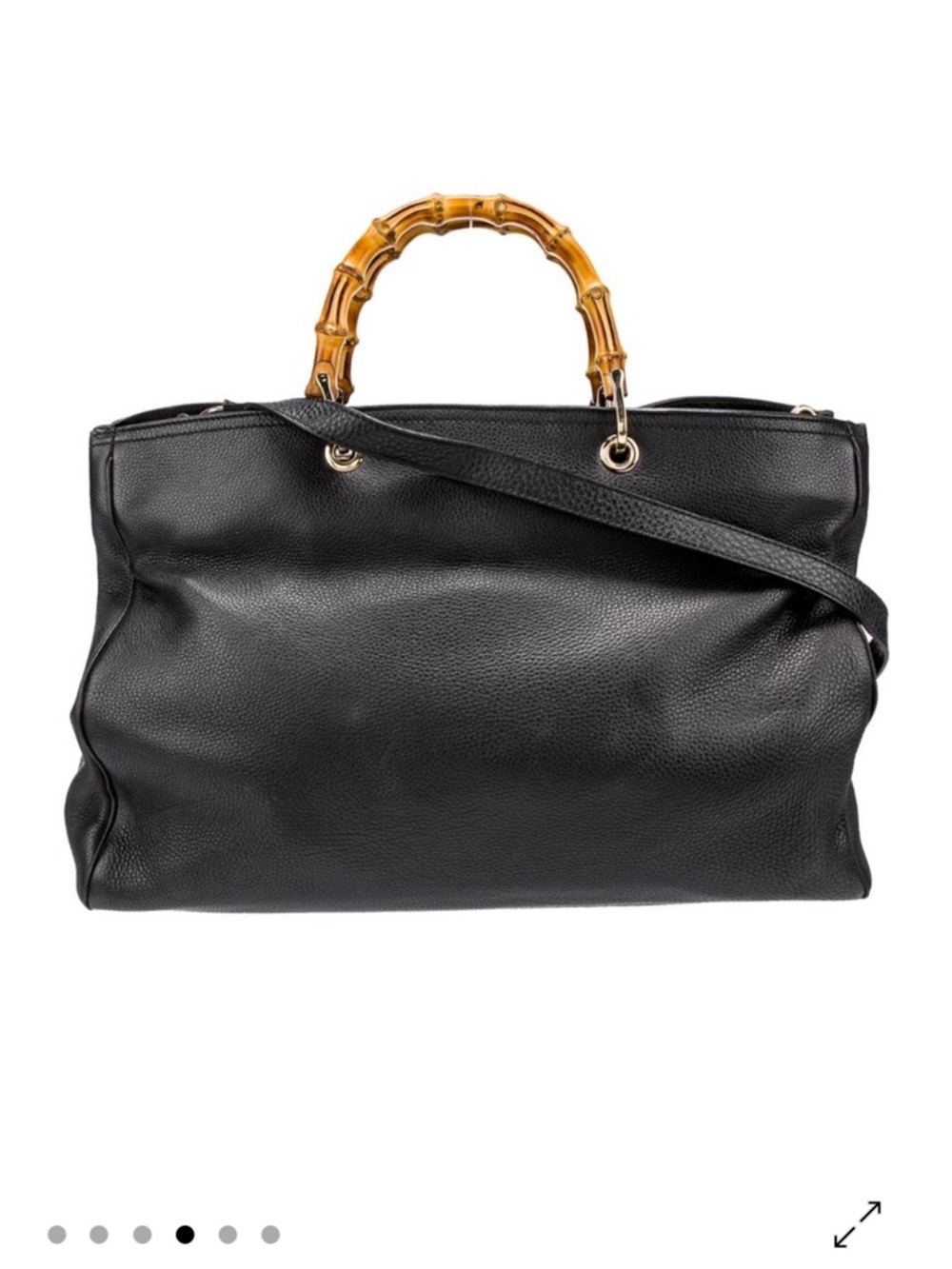Gucci Black Leather Tote with Bamboo Top Handles - Picture 3 of 6